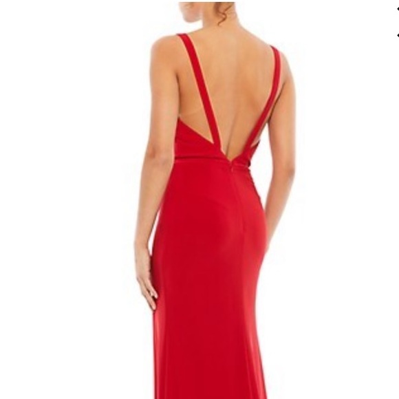 NWOT IEENA for MAC DUGGAL Women’s Deep V Neck Jersey Knit Gown - Picture 3 of 14